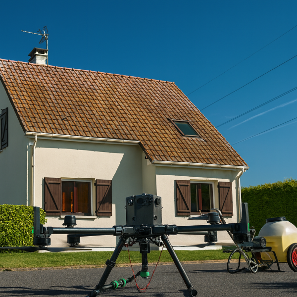 Demoussage toiture Gruchet le Valasse : devis gratuit par notre entreprise spécialisée dans le nettoyage de toitures et façades par drone