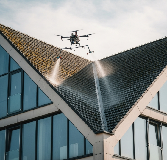 nettoyage de toiture d’immeuble par drone aux alentours de Saint-Romain-de-Colbosc