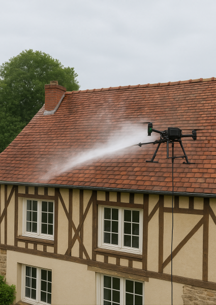 Demoussage et nettoyage de toiture tuile Lillebonne : Au service des particuliers avec son drone performant