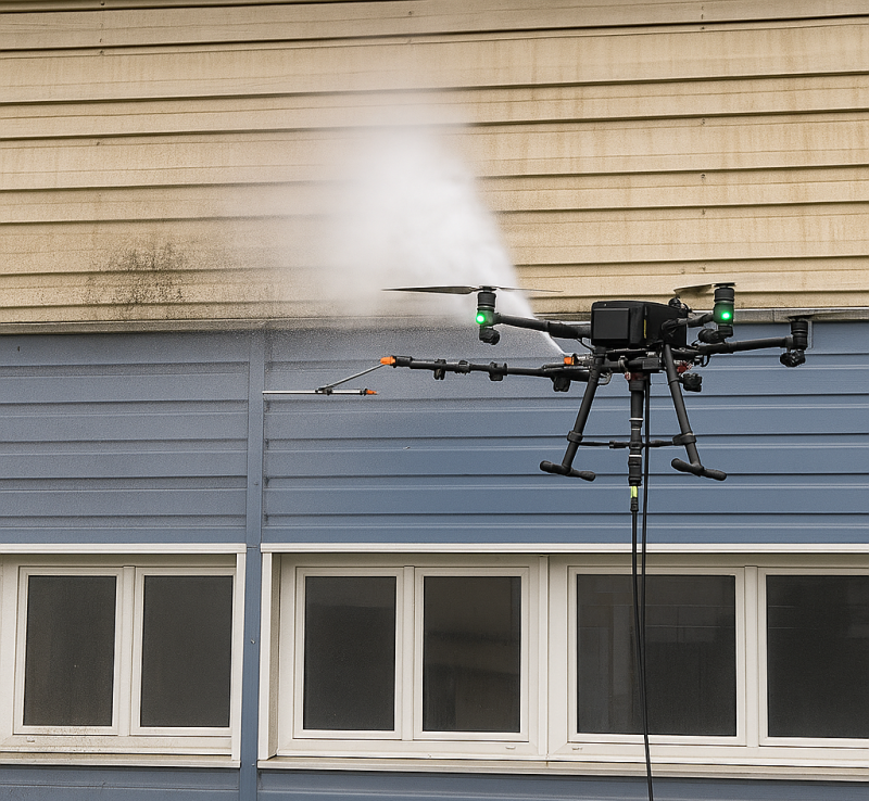 Entreprise nettoyage façade Bolbec : intervention rapide par drone avec devis gratuit pour des bâtiments industriels
